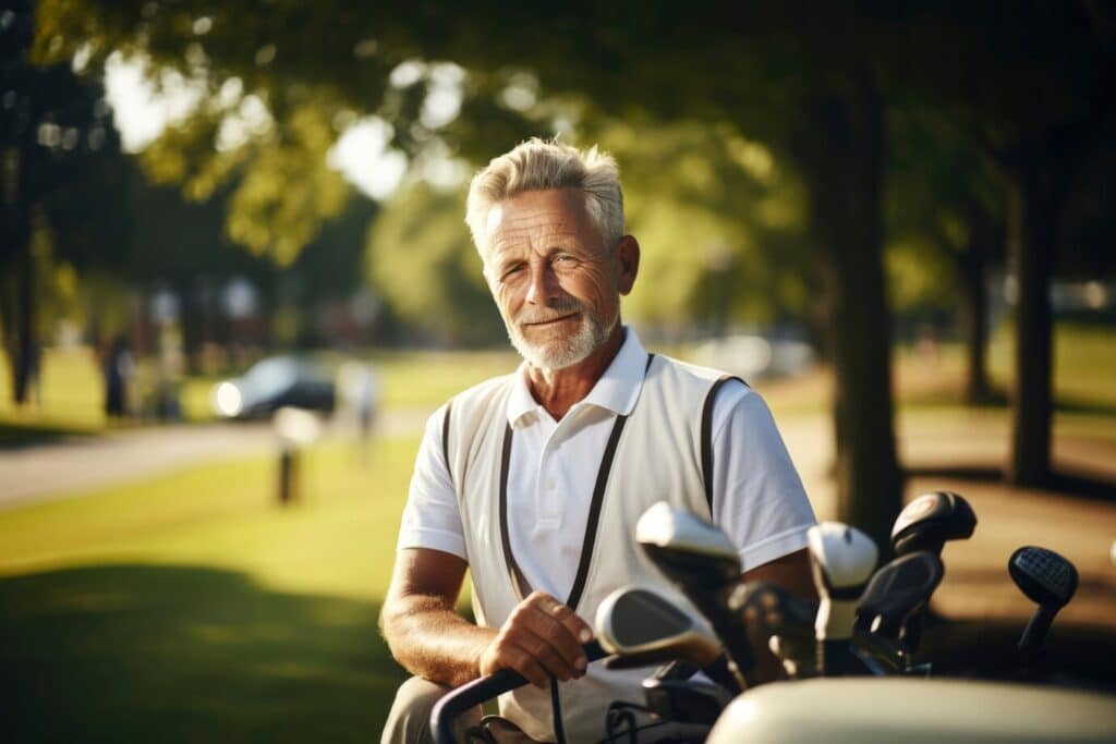 Senior guy playing Golf